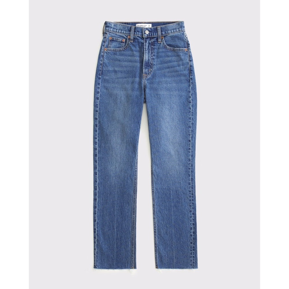 Abercrombie & Fitch The 90s Straight Ultra High Rise 32 14R Blue Denim Jeans